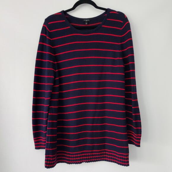 Talbots Womens blue red striped‎ sweater tunic womens size X (large) - Picture 1 of 5